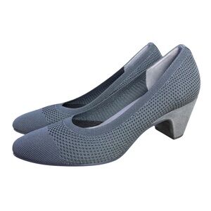 Eileen Fisher Gabby Stretch Knit Block Heel Pumps in Gray – Sz 9.5